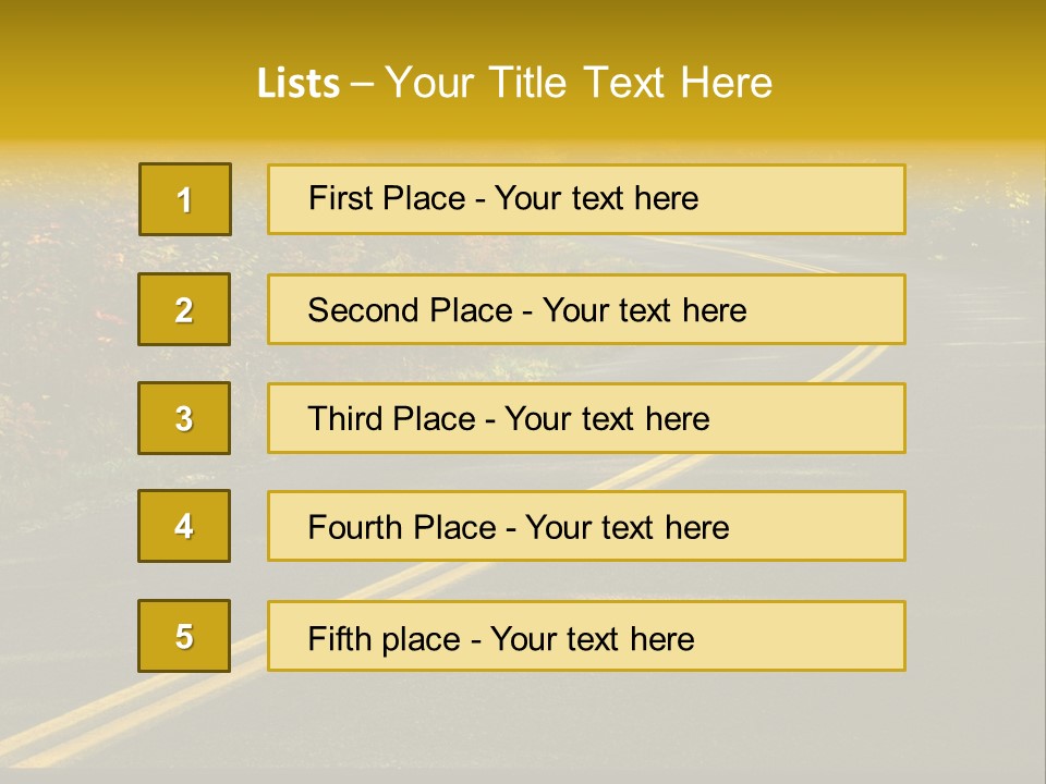 A Road With A Curve In The Middle Surrounded By Trees PowerPoint Template