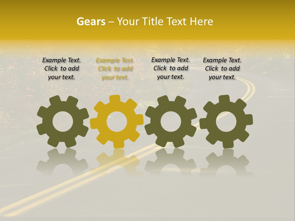 A Road With A Curve In The Middle Surrounded By Trees PowerPoint Template