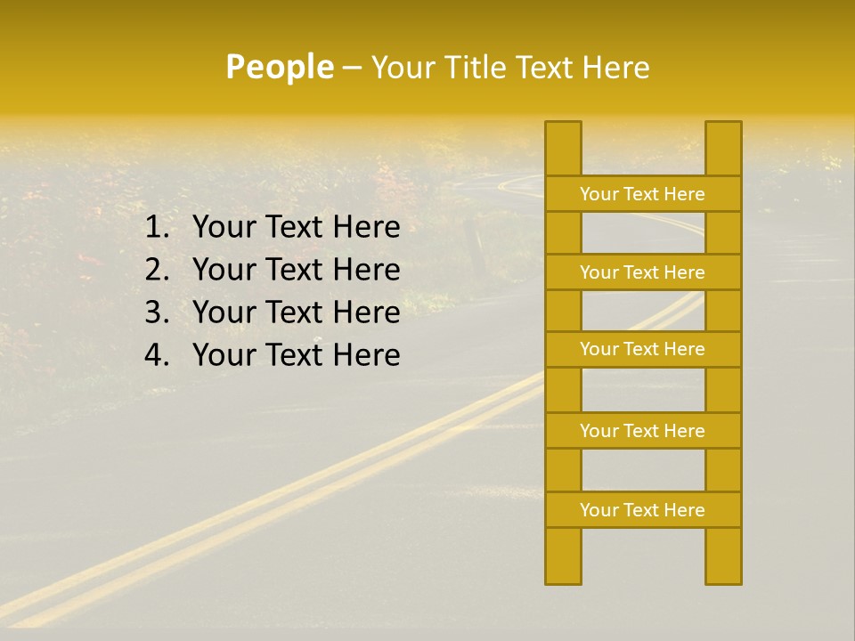A Road With A Curve In The Middle Surrounded By Trees PowerPoint Template