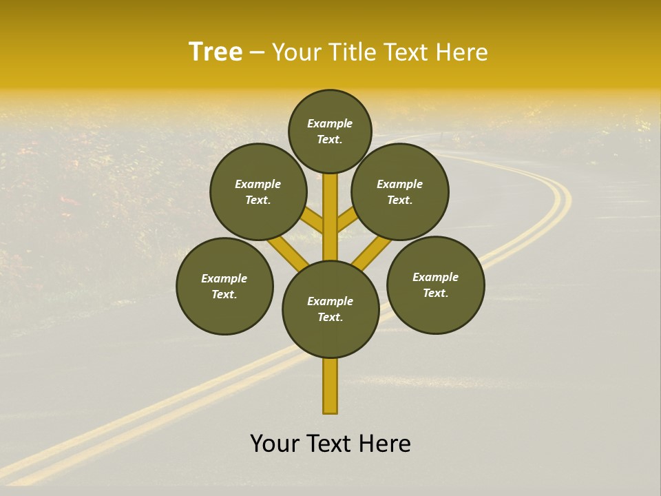 A Road With A Curve In The Middle Surrounded By Trees PowerPoint Template