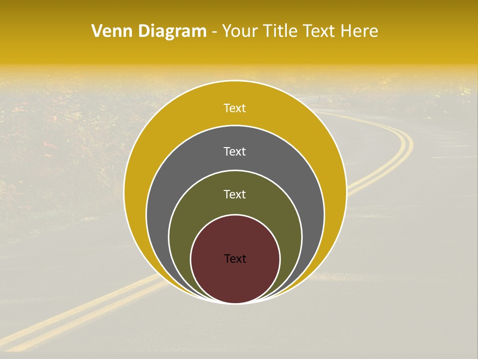 A Road With A Curve In The Middle Surrounded By Trees PowerPoint Template