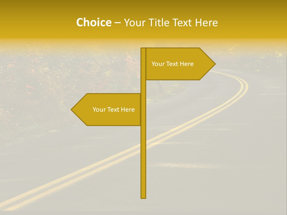 A Road With A Curve In The Middle Surrounded By Trees PowerPoint Template