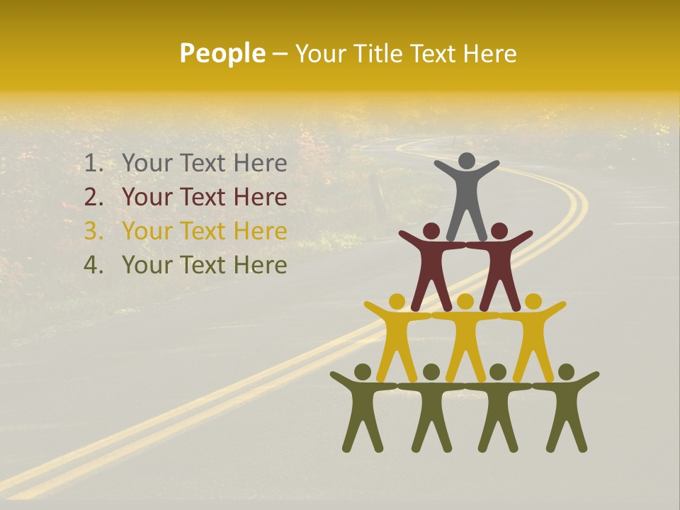 A Road With A Curve In The Middle Surrounded By Trees PowerPoint Template