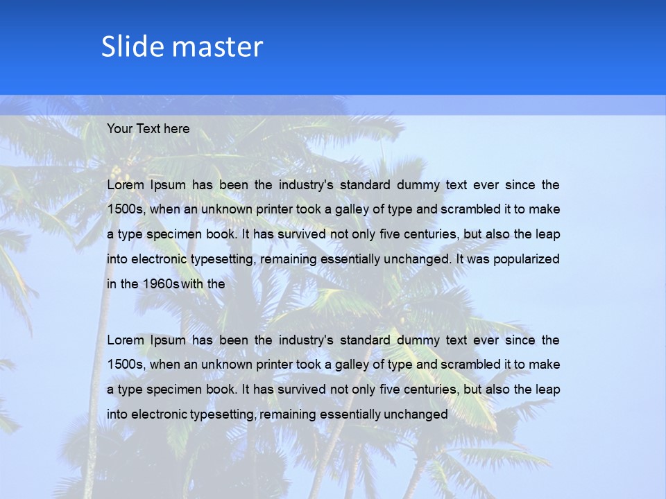 A Palm Tree On The Beach With The Ocean In The Background PowerPoint Template