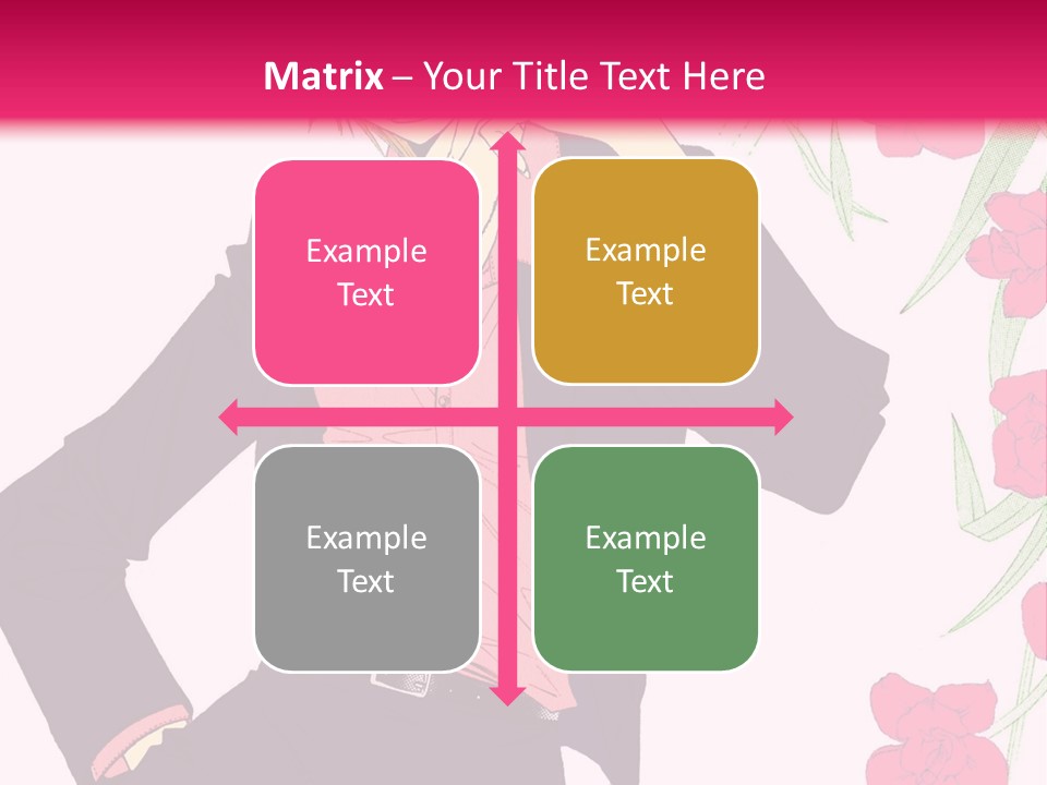 A Woman With Orange Hair And A Pink Shirt Is Standing In Front Of A Pink PowerPoint Template