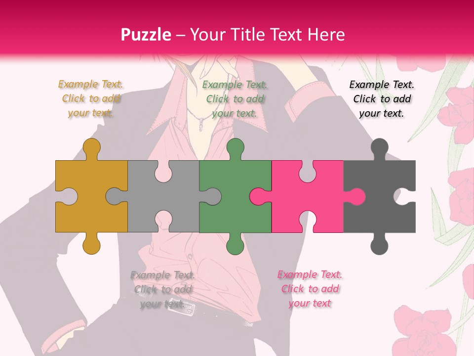 A Woman With Orange Hair And A Pink Shirt Is Standing In Front Of A Pink PowerPoint Template