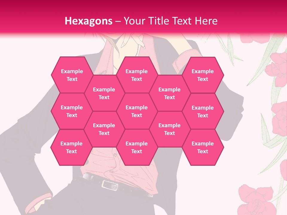 A Woman With Orange Hair And A Pink Shirt Is Standing In Front Of A Pink PowerPoint Template