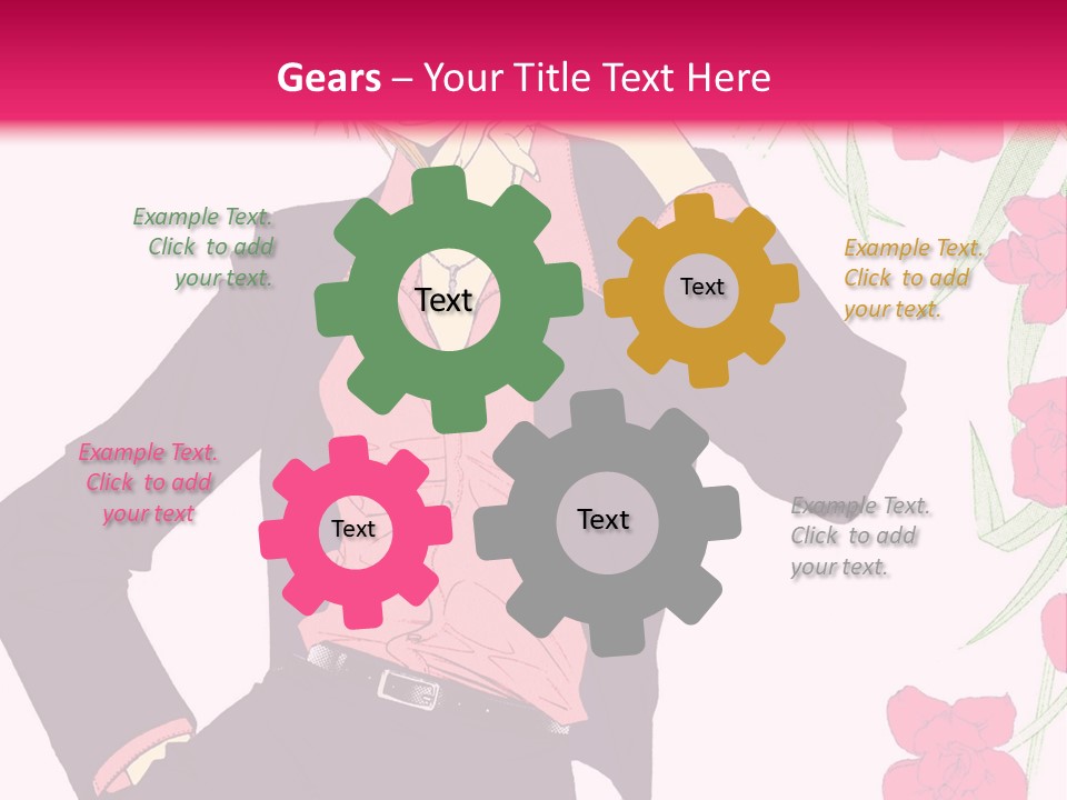 A Woman With Orange Hair And A Pink Shirt Is Standing In Front Of A Pink PowerPoint Template