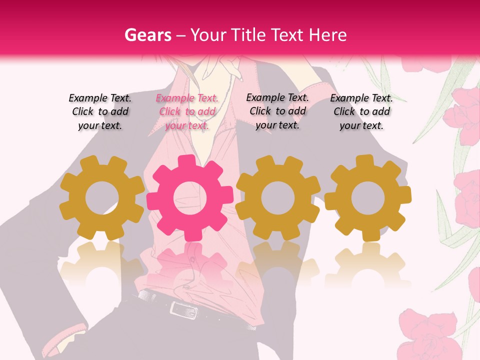 A Woman With Orange Hair And A Pink Shirt Is Standing In Front Of A Pink PowerPoint Template