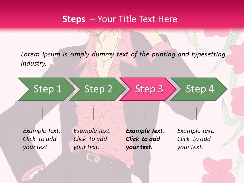 A Woman With Orange Hair And A Pink Shirt Is Standing In Front Of A Pink PowerPoint Template