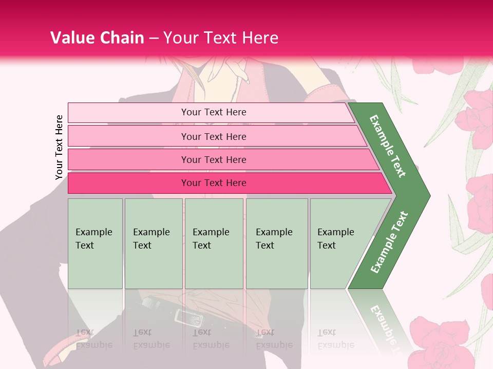 A Woman With Orange Hair And A Pink Shirt Is Standing In Front Of A Pink PowerPoint Template