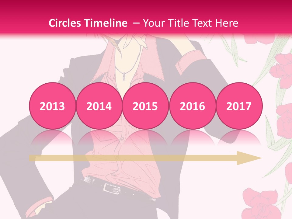 A Woman With Orange Hair And A Pink Shirt Is Standing In Front Of A Pink PowerPoint Template