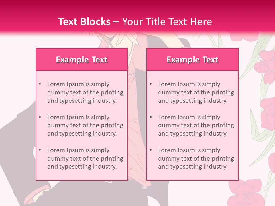 A Woman With Orange Hair And A Pink Shirt Is Standing In Front Of A Pink PowerPoint Template