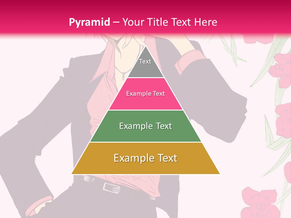 A Woman With Orange Hair And A Pink Shirt Is Standing In Front Of A Pink PowerPoint Template