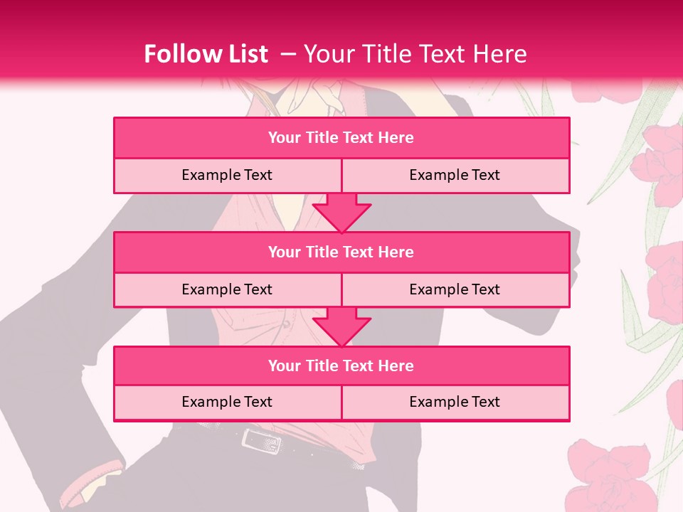 A Woman With Orange Hair And A Pink Shirt Is Standing In Front Of A Pink PowerPoint Template