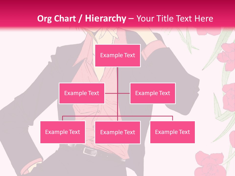 A Woman With Orange Hair And A Pink Shirt Is Standing In Front Of A Pink PowerPoint Template