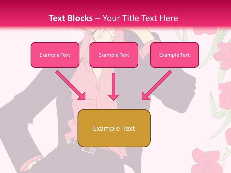 A Woman With Orange Hair And A Pink Shirt Is Standing In Front Of A Pink PowerPoint Template