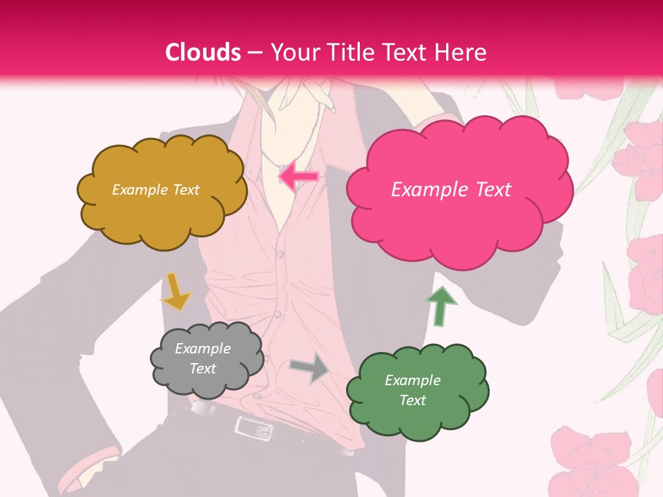 A Woman With Orange Hair And A Pink Shirt Is Standing In Front Of A Pink PowerPoint Template