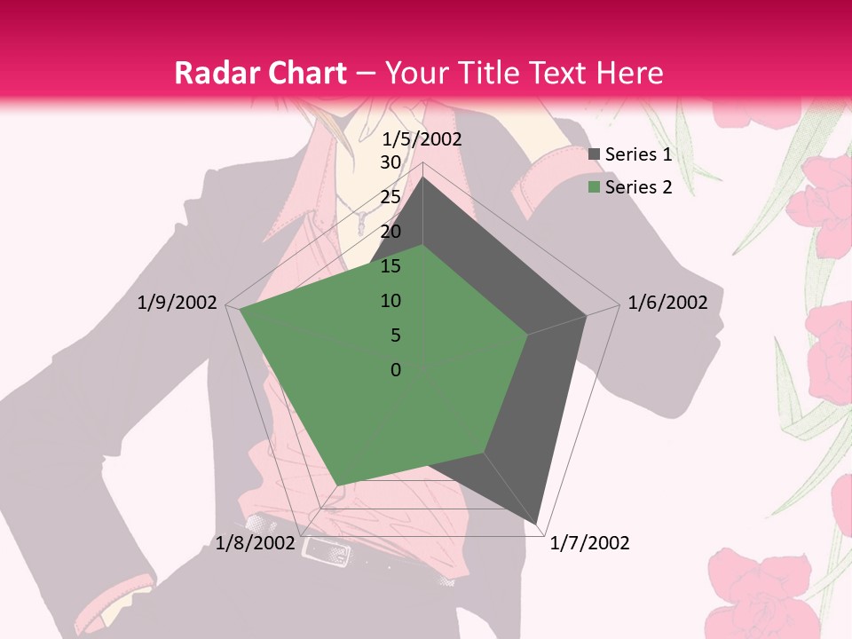 A Woman With Orange Hair And A Pink Shirt Is Standing In Front Of A Pink PowerPoint Template