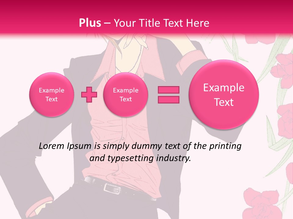 A Woman With Orange Hair And A Pink Shirt Is Standing In Front Of A Pink PowerPoint Template