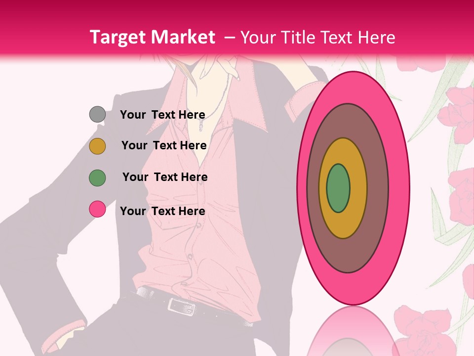 A Woman With Orange Hair And A Pink Shirt Is Standing In Front Of A Pink PowerPoint Template