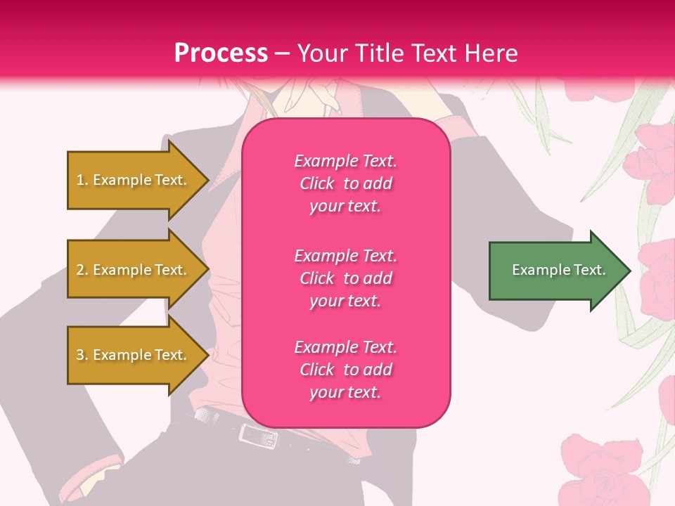 A Woman With Orange Hair And A Pink Shirt Is Standing In Front Of A Pink PowerPoint Template