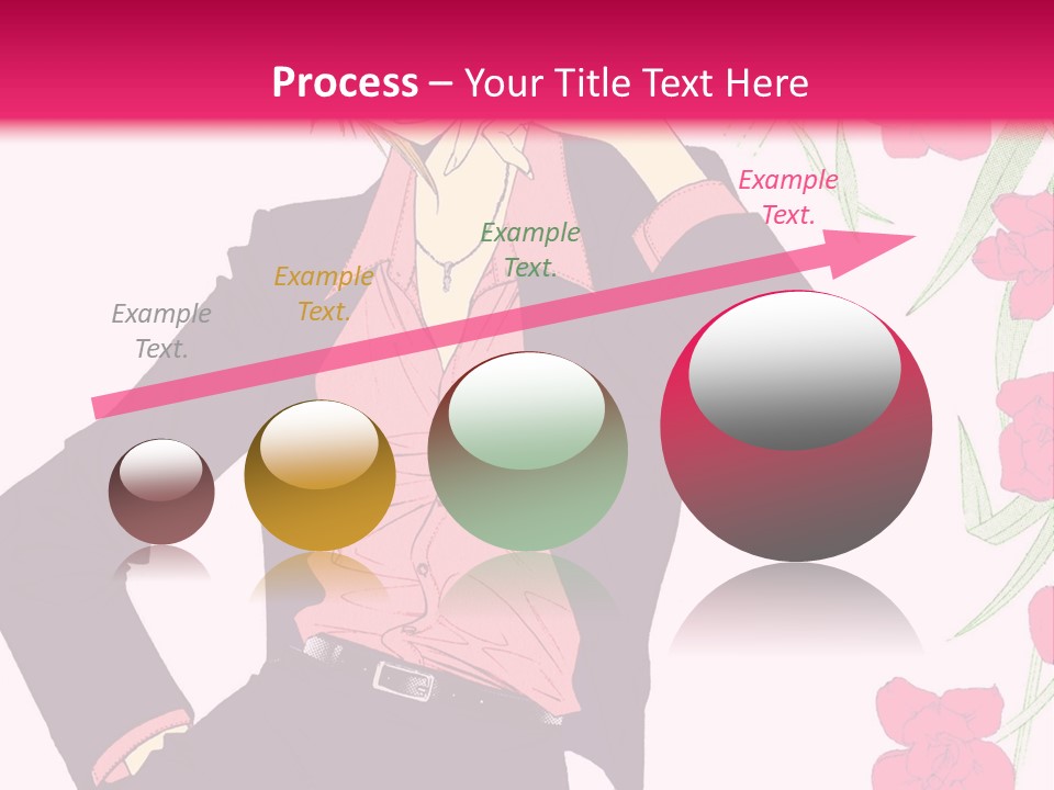 A Woman With Orange Hair And A Pink Shirt Is Standing In Front Of A Pink PowerPoint Template