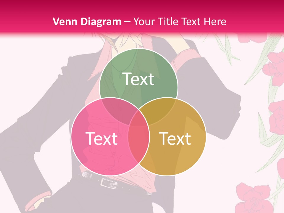 A Woman With Orange Hair And A Pink Shirt Is Standing In Front Of A Pink PowerPoint Template