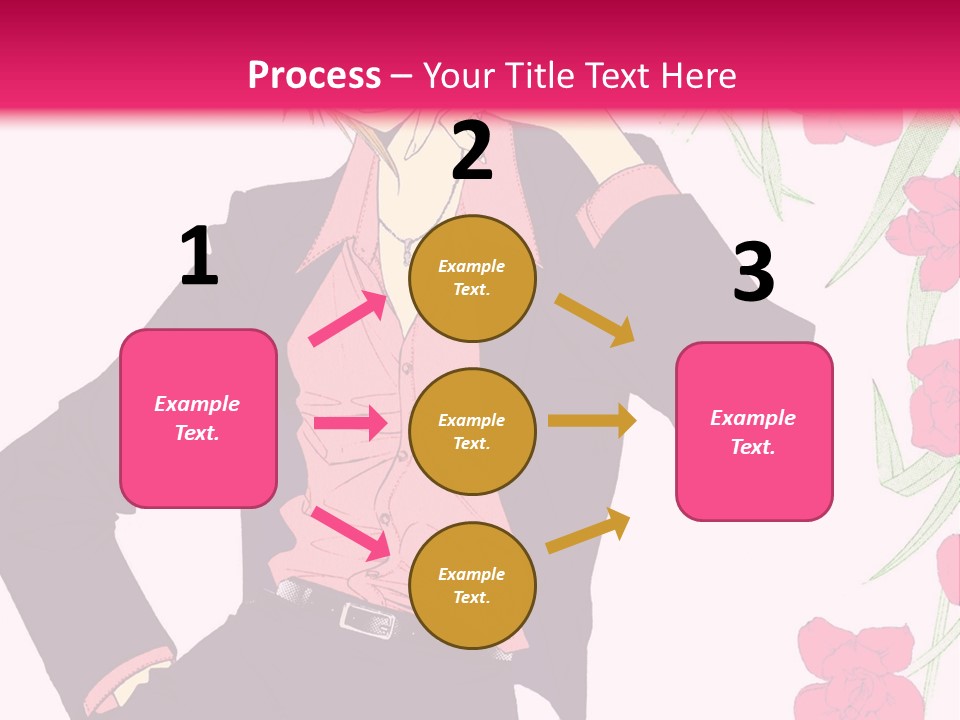 A Woman With Orange Hair And A Pink Shirt Is Standing In Front Of A Pink PowerPoint Template