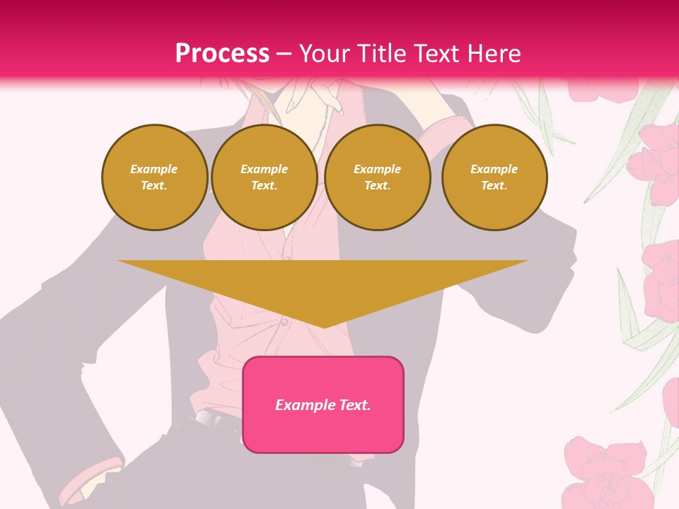 A Woman With Orange Hair And A Pink Shirt Is Standing In Front Of A Pink PowerPoint Template