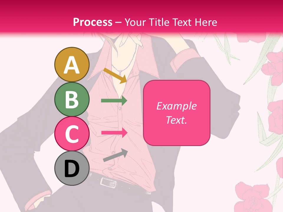 A Woman With Orange Hair And A Pink Shirt Is Standing In Front Of A Pink PowerPoint Template