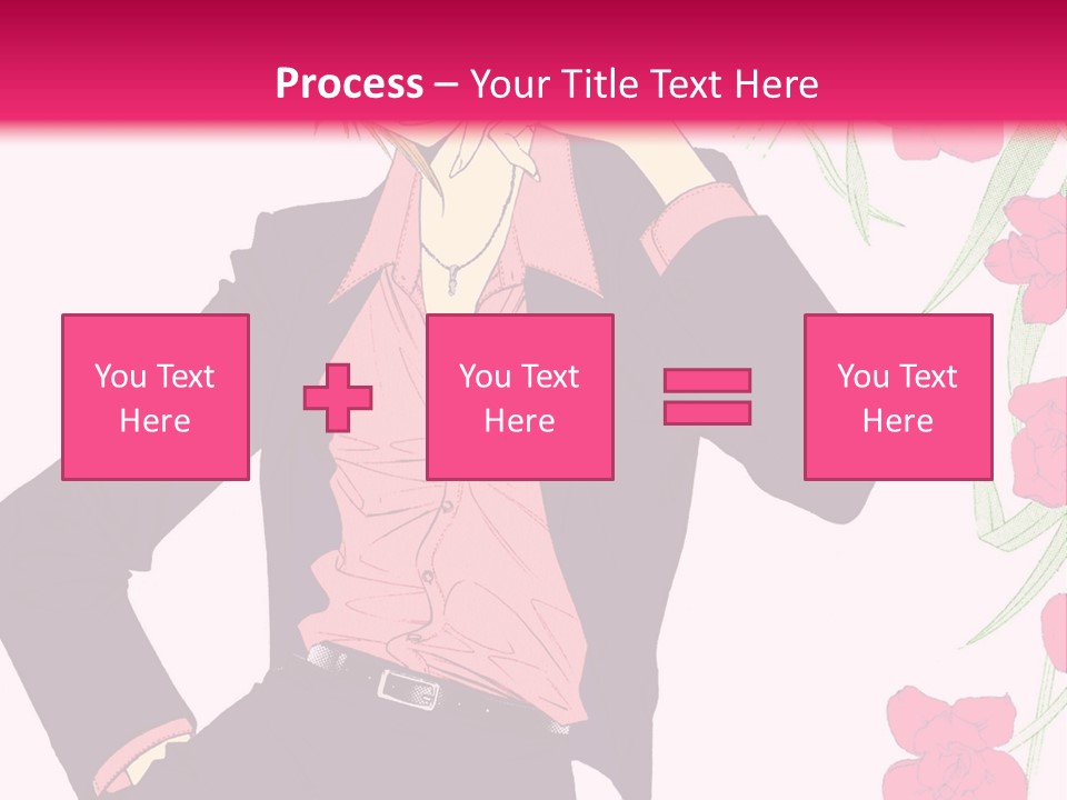 A Woman With Orange Hair And A Pink Shirt Is Standing In Front Of A Pink PowerPoint Template