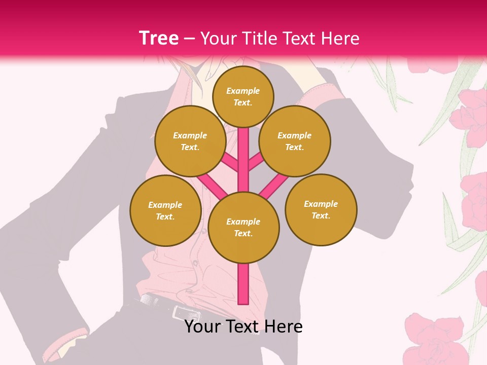 A Woman With Orange Hair And A Pink Shirt Is Standing In Front Of A Pink PowerPoint Template