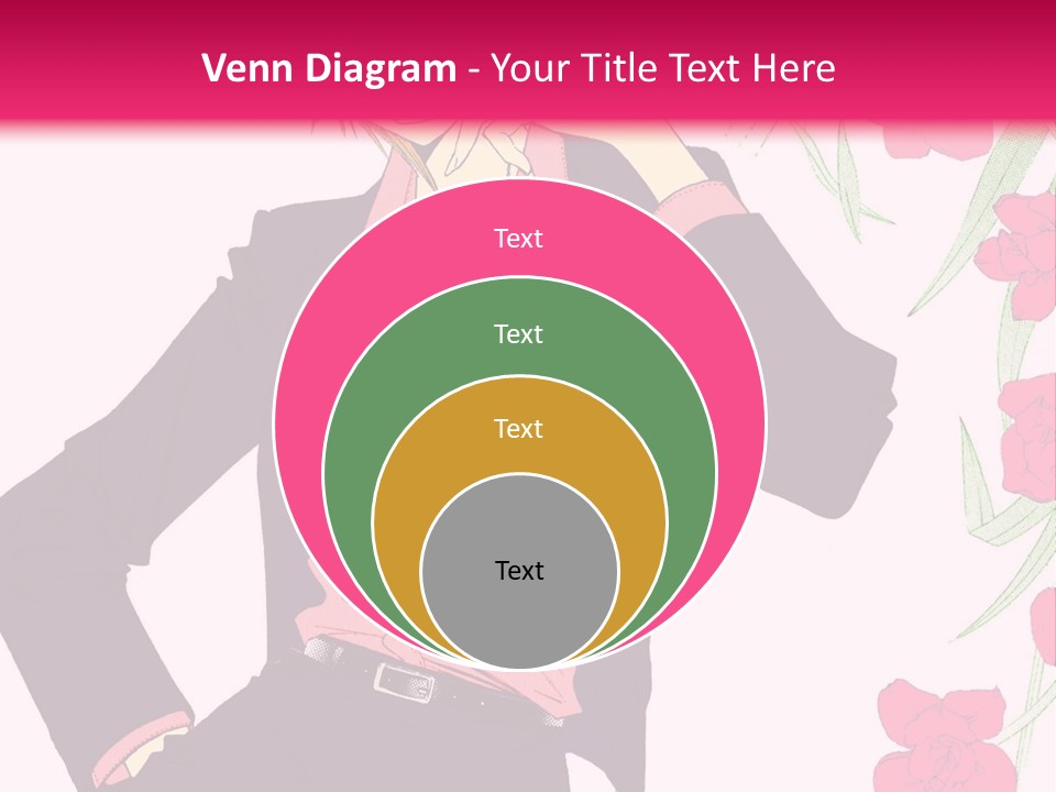 A Woman With Orange Hair And A Pink Shirt Is Standing In Front Of A Pink PowerPoint Template