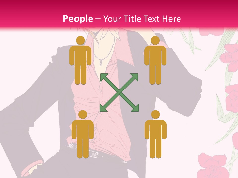 A Woman With Orange Hair And A Pink Shirt Is Standing In Front Of A Pink PowerPoint Template