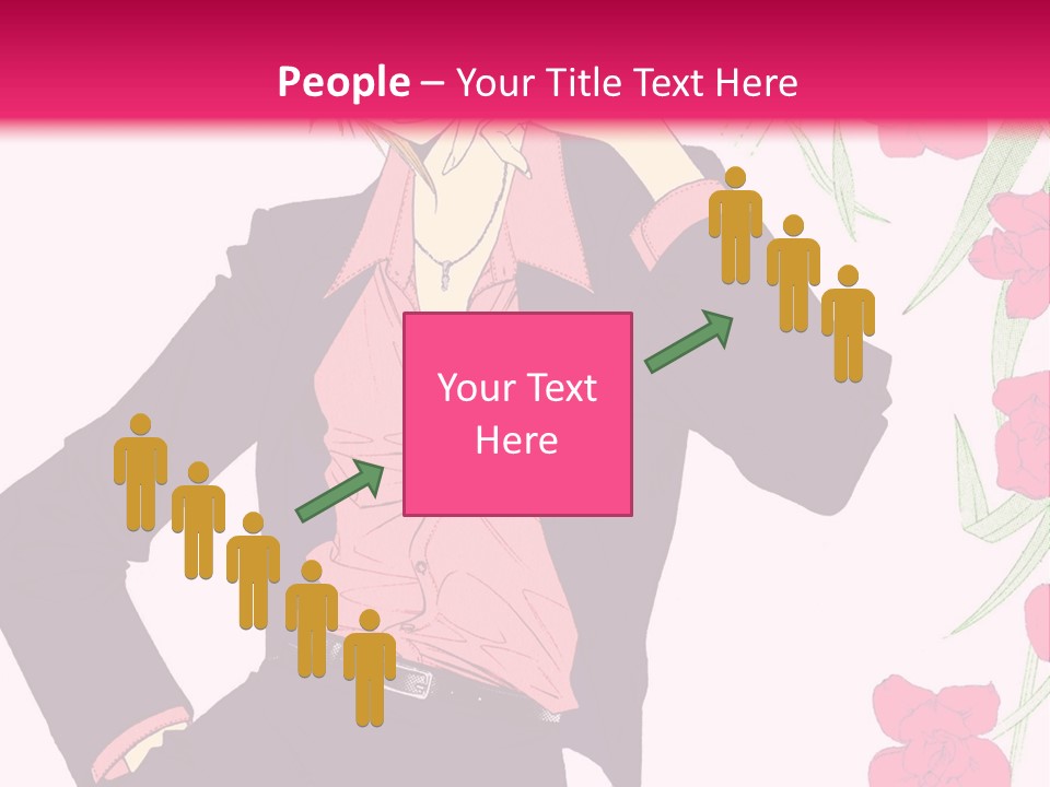 A Woman With Orange Hair And A Pink Shirt Is Standing In Front Of A Pink PowerPoint Template