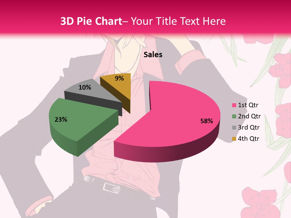 A Woman With Orange Hair And A Pink Shirt Is Standing In Front Of A Pink PowerPoint Template