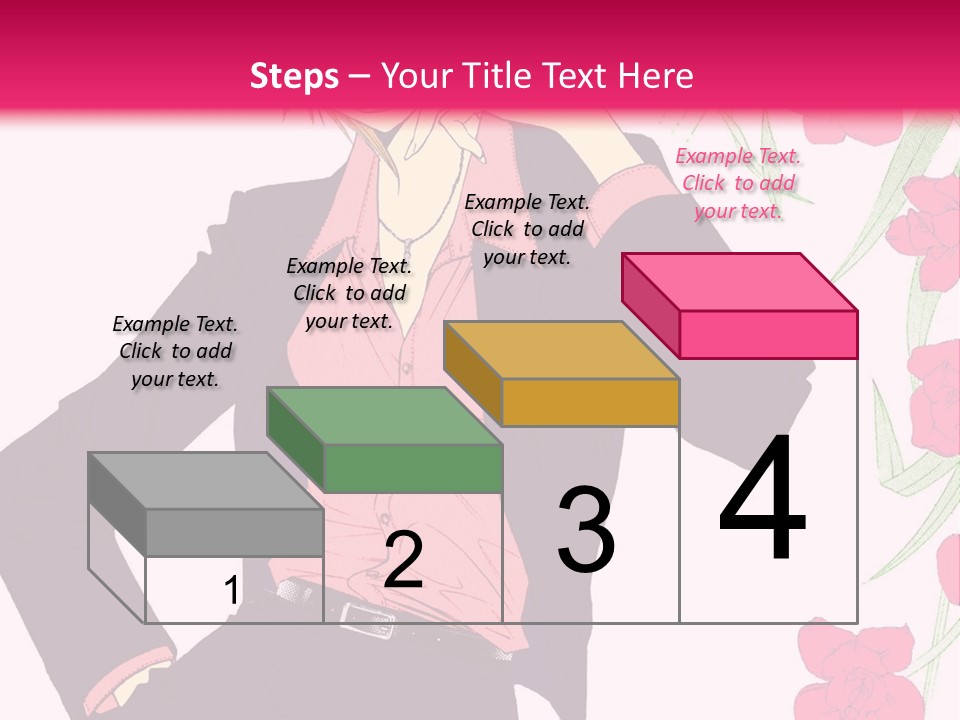 A Woman With Orange Hair And A Pink Shirt Is Standing In Front Of A Pink PowerPoint Template