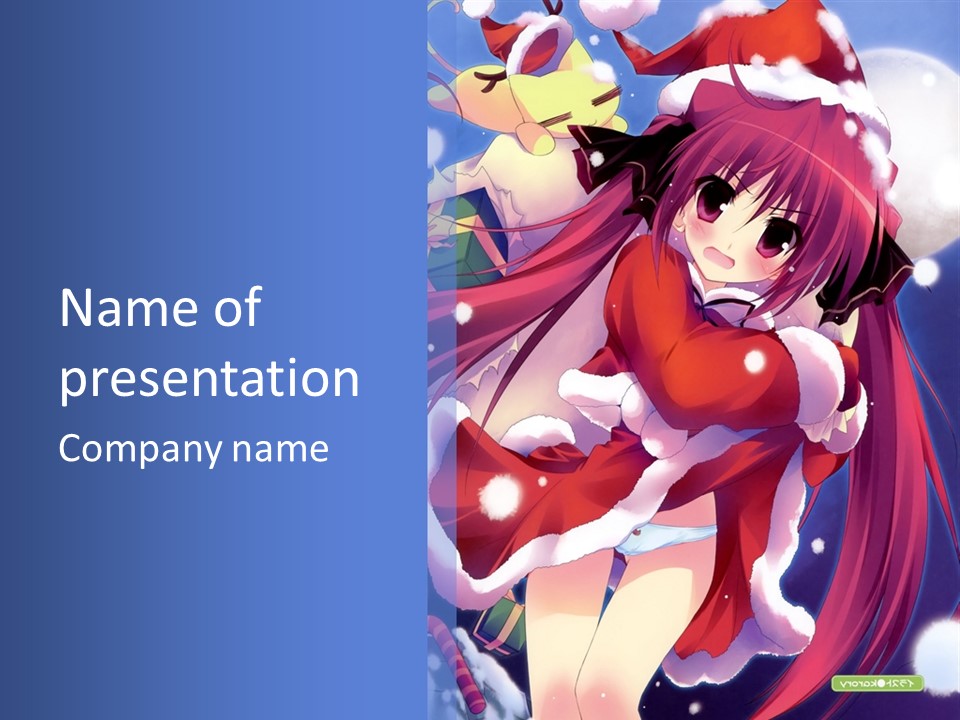 A Woman In A Red Dress And Santa Hat PowerPoint Template