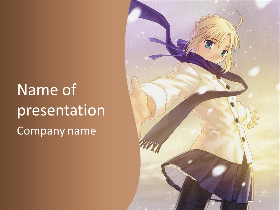 A Woman In A White Shirt And Black Skirt Is Standing In The Snow PowerPoint Template