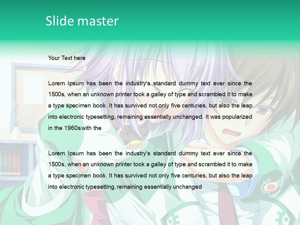 A Couple Of Anime Characters Hugging Each Other PowerPoint Template