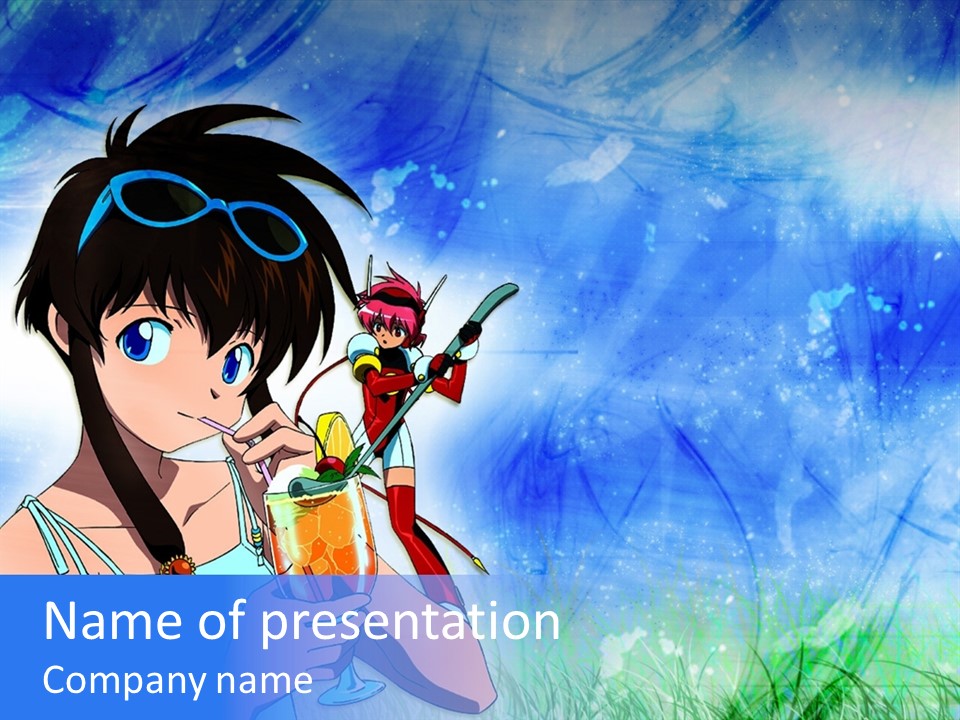 A Anime Character With A Drink In His Hand PowerPoint Template