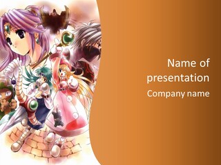 A Group Of Anime Characters With A Brown Background PowerPoint Template