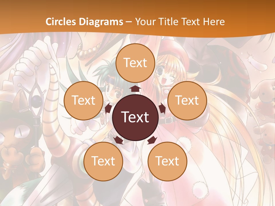 A Group Of Anime Characters With A Brown Background PowerPoint Template
