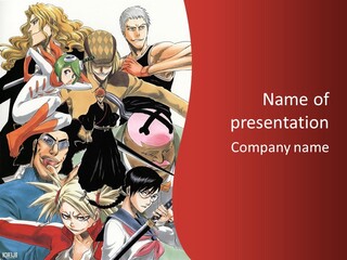 A Group Of Anime Characters With A Red Background PowerPoint Template