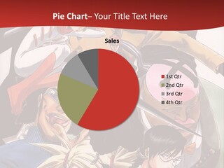 A Group Of Anime Characters With A Red Background PowerPoint Template