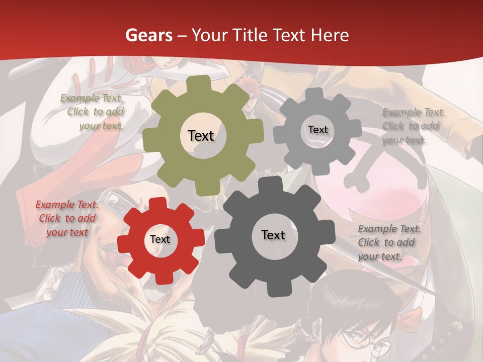 A Group Of Anime Characters With A Red Background PowerPoint Template