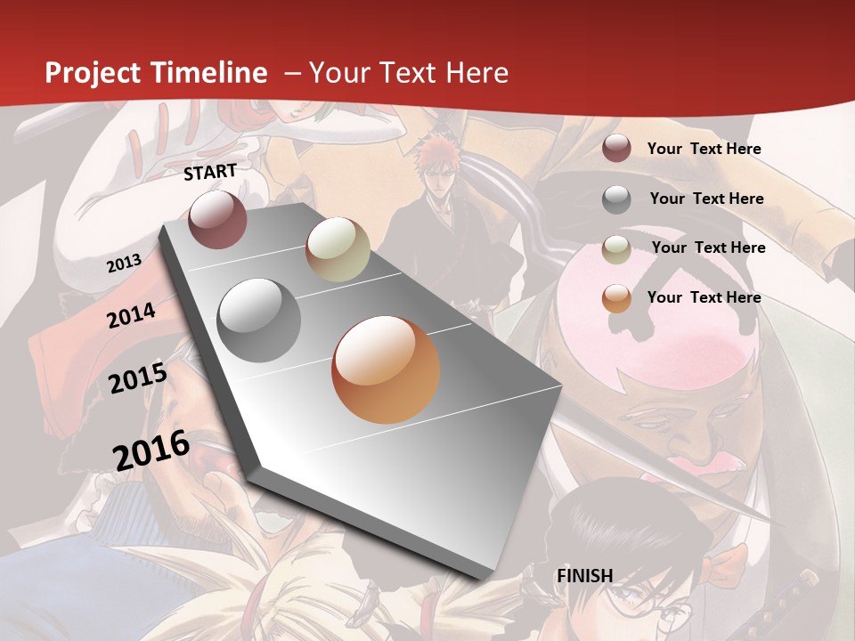 A Group Of Anime Characters With A Red Background PowerPoint Template