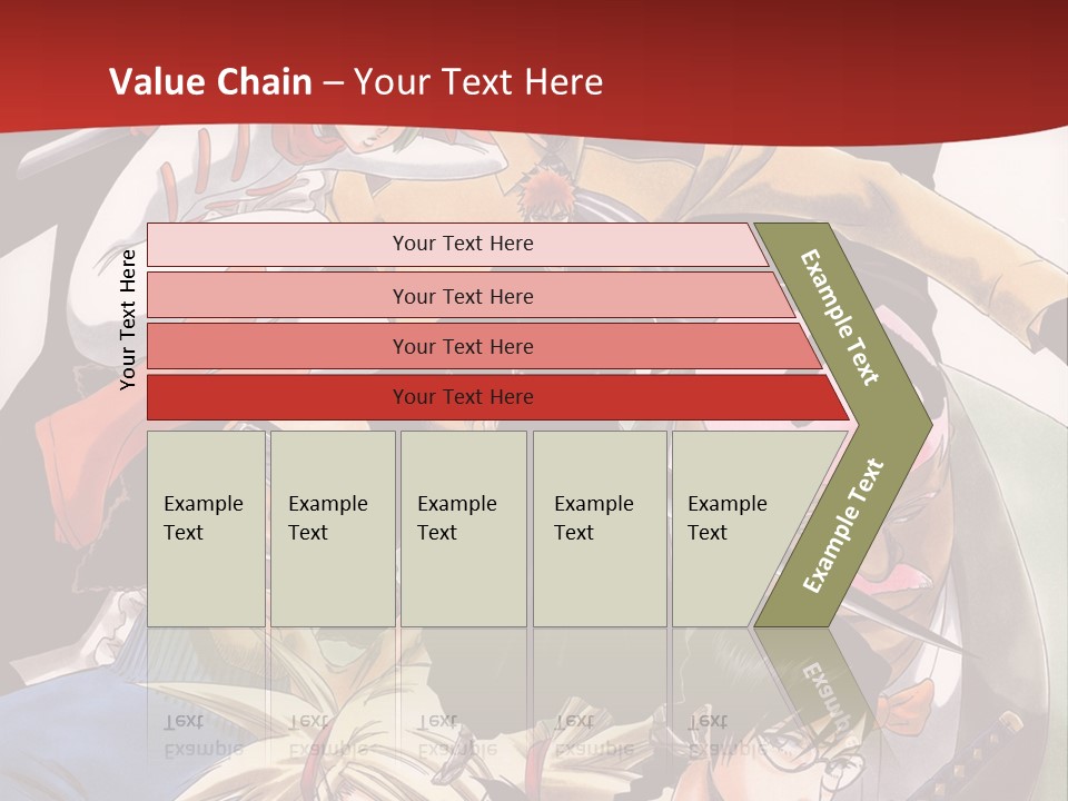 A Group Of Anime Characters With A Red Background PowerPoint Template