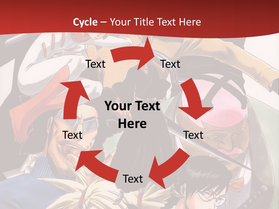 A Group Of Anime Characters With A Red Background PowerPoint Template